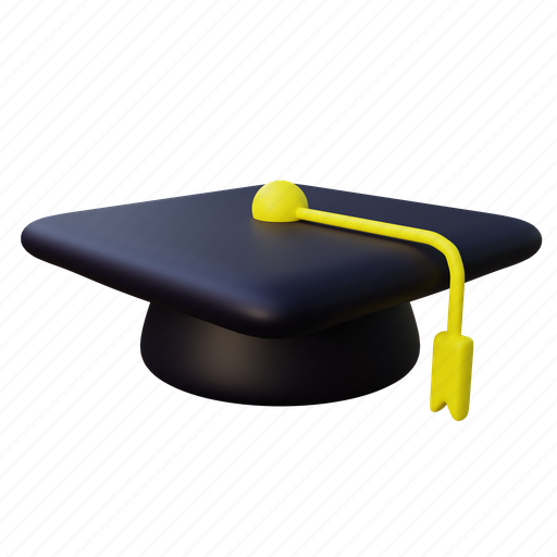 Graduation hat, college, university, degree, bachelor, graduation, mortarboard 3D illustration - Download on Iconfinder