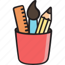 pencil box, pencil cup, pencil case, stationeries, tools, education