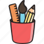pencil box, pencil cup, pencil case, stationeries, tools, education 
