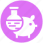 experiment, flask, laboratory, liquid, piggy, piggy lab, science 