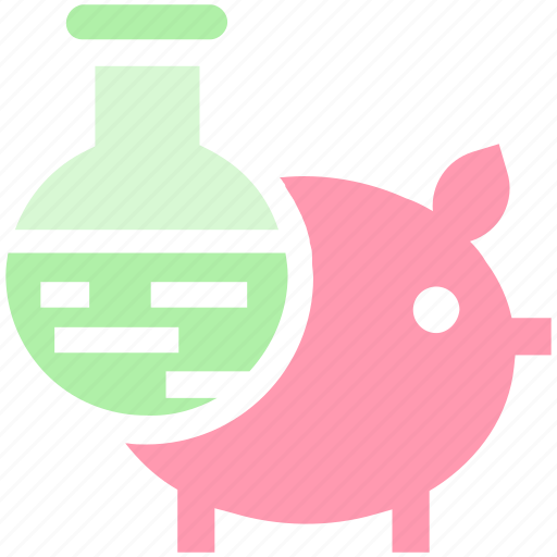 Experiment, flask, laboratory, liquid, piggy, piggy lab, science icon - Download on Iconfinder
