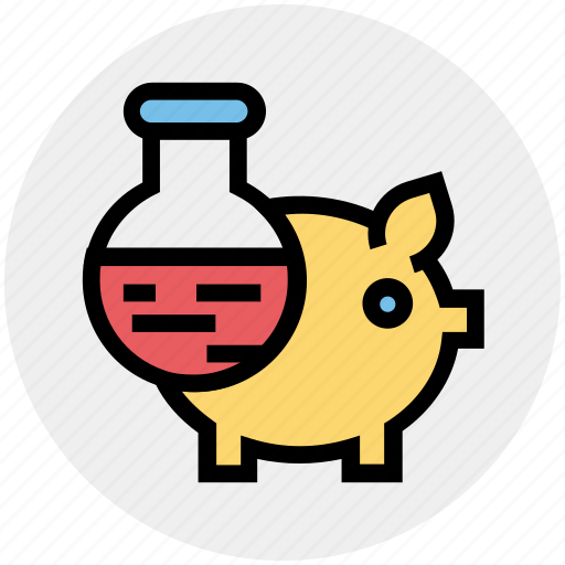 Experiment, flask, laboratory, liquid, piggy, piggy lab, science icon - Download on Iconfinder