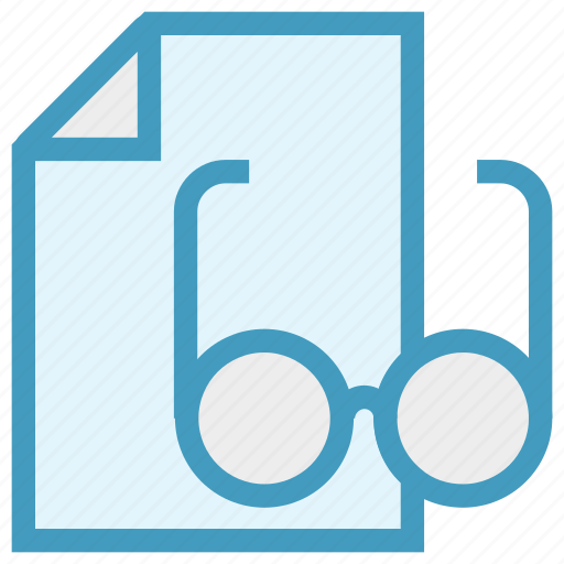 Courses, education, glasses, page, paper, reading icon - Download on Iconfinder