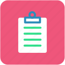 clipboard, list, memo, notation, note