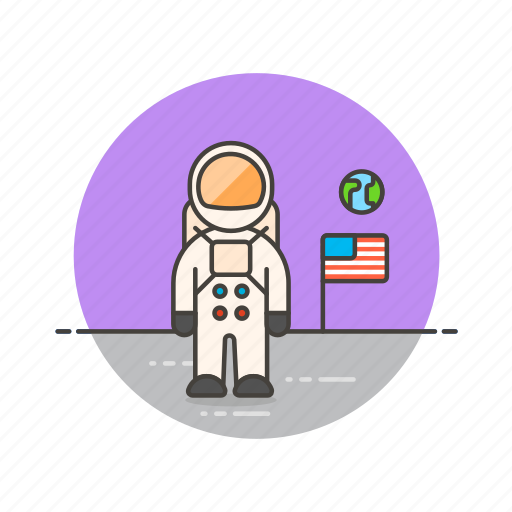 Astronaut, science, technology, flag, moon, space, usa icon - Download on Iconfinder