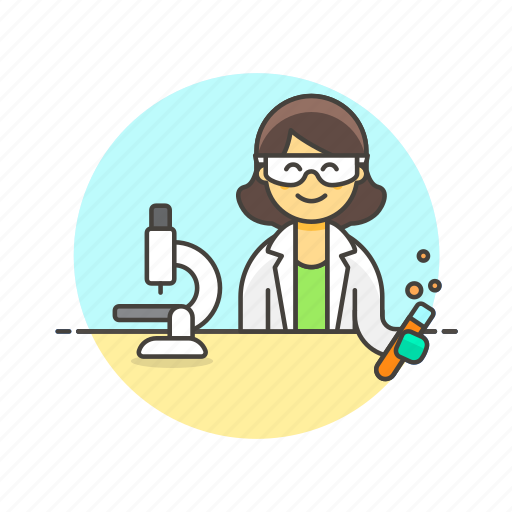 Scientist, technology, chemistry, laboratory, microscope, research, woman icon - Download on Iconfinder
