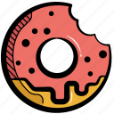 donut, donut with sprinkles, glossy donut, bite donut, doughnut