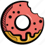 donut, donut with sprinkles, glossy donut, bite donut, doughnut 