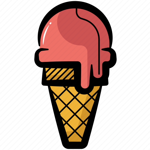 Ice cream, ice cream cone, melting ice cream, sorbet, waffle cone ice cream icon - Download on Iconfinder