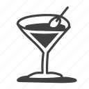 martini, shadow, drink, cocktail, olive, alcohol, glass