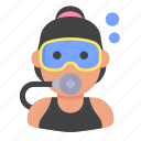 avatar, diver, people, scuba, sport, user, woman