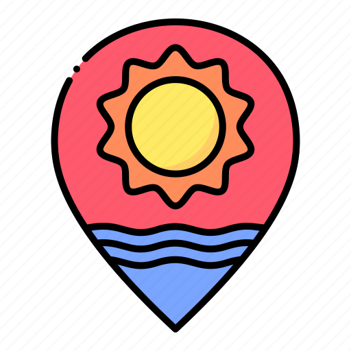 Location, maps, pin, placeholder, sea, summer, sun icon - Download on Iconfinder
