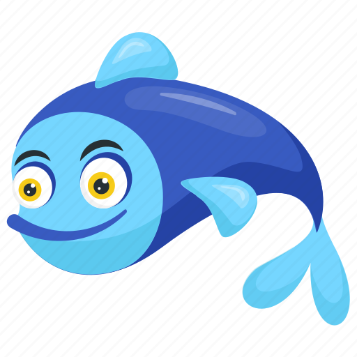 Blue fish, fish, happy fish, sea animal, tropical animal icon - Download on Iconfinder