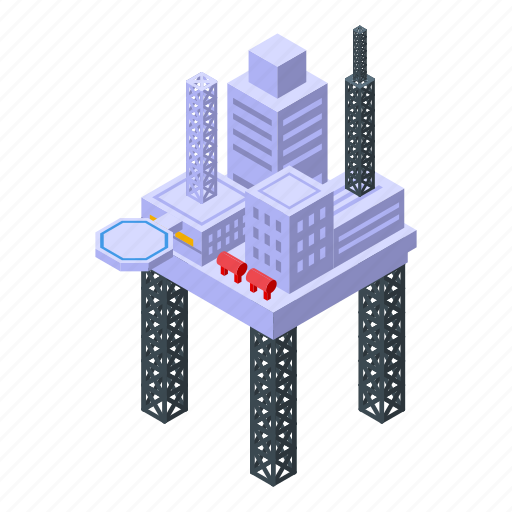 Sea, drilling, rig, station, isometric icon - Download on Iconfinder
