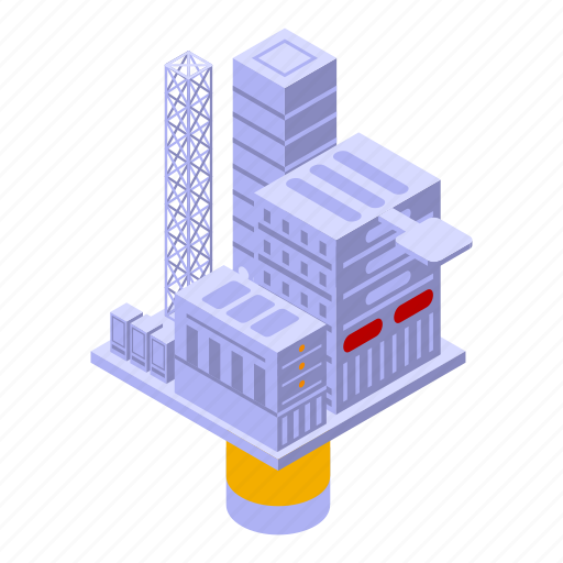 Sea, drilling, rig, dam, isometric icon - Download on Iconfinder