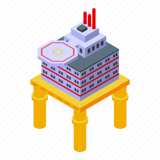 Sea, drilling, rig, isometric icon - Download on Iconfinder