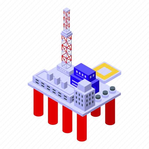 Sea, drilling, rig, industry, isometric icon - Download on Iconfinder