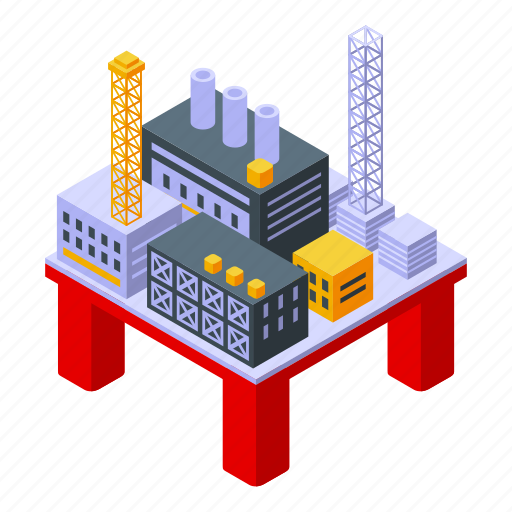 Sea, drilling, rig, oil, isometric icon - Download on Iconfinder