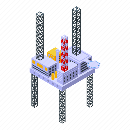 Sea, drilling, rig, platform, isometric icon - Download on Iconfinder