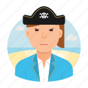 pirate, skull, sea, woman, avatar