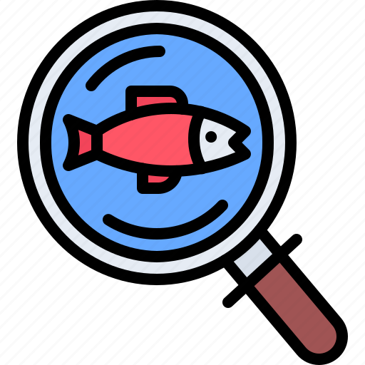 Search, magnifier, fish, seafood, shop, food icon - Download on Iconfinder