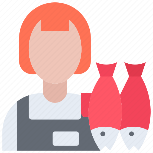Seller, fish, woman, seafood, shop, food icon - Download on Iconfinder