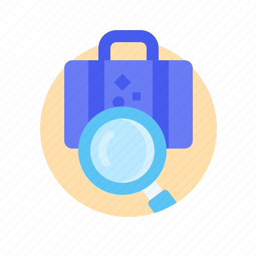 Suitcase, baggage, search, searching, find, magnifying glass, zoom icon - Download on Iconfinder