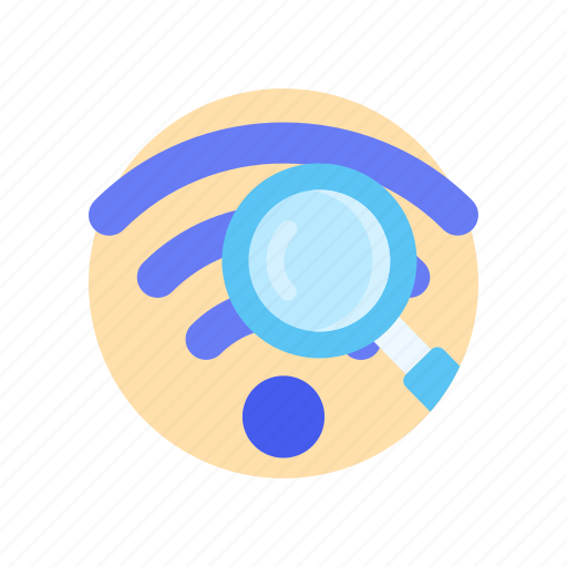 Wifi, wireless, search, searching, find, magnifying glass, zoom icon - Download on Iconfinder