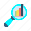 search analytics, report, graph, statistics, overview, information, magnifier, chart 
