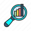 search analytics, report, graph, statistics, overview, information, magnifier, chart
