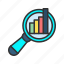 search analytics, report, graph, statistics, overview, information, magnifier, chart 