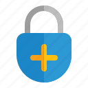 add, lock, new, padlock, plus, secure, security