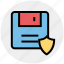 data security, database, floppy disk, locked data, shield sign 