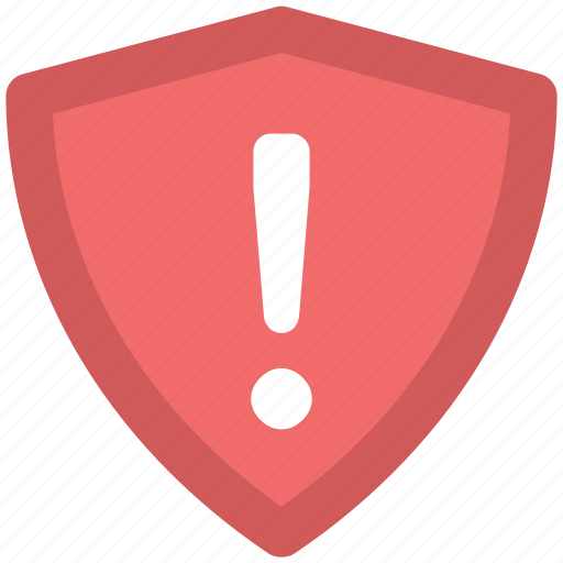 Caution, exclamation mark, hazard, protection shield, security fail, virus problem, warning sign icon - Download on Iconfinder