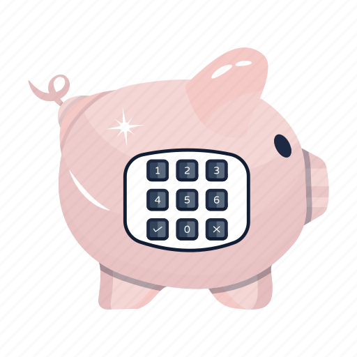 Digital piggy, piggy lock, piggy bank, penny bank, piggy icon - Download on Iconfinder