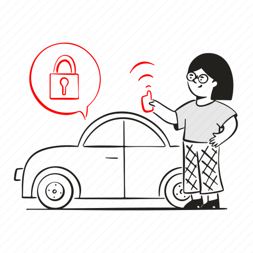 Installed, security, car, alarm, system, lock, transport illustration - Download on Iconfinder