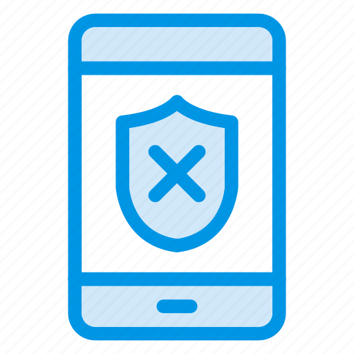 Mobile, phone, security, shield, smartphone, unprotect, unsecure icon - Download on Iconfinder