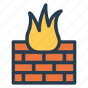 bricks, brickwall, firewall, flame, protect, security, wall