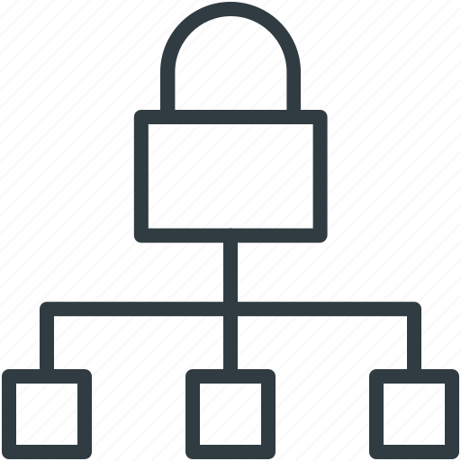 Hierarchy structure, lock sign, network, network protection, network security icon - Download on Iconfinder