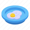 plate, fried, egg, isometric