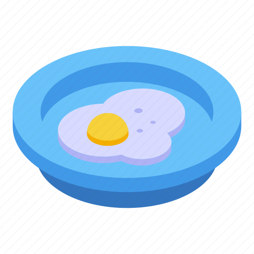 Plate, fried, egg, isometric icon - Download on Iconfinder