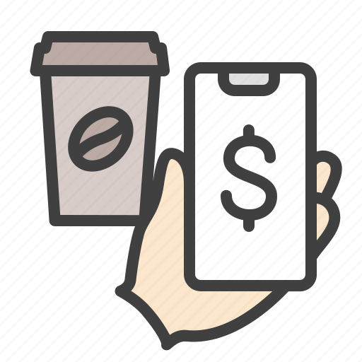 Mobile, pay, contactless payment, nfc mobile, coffee app, food delivery, untack icon - Download on Iconfinder