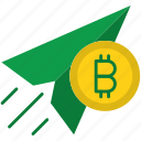 send, money, bitcoin, and, green, paper, plane, mail, nature