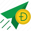 send, money, dogecoin, and, green, paper, plane, nature, mail