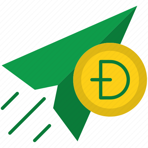 Send, money, dogecoin, and, green, paper, plane icon - Download on Iconfinder