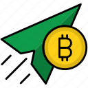 send, money, bitcoin, and, paper, plane, mail, business, cash