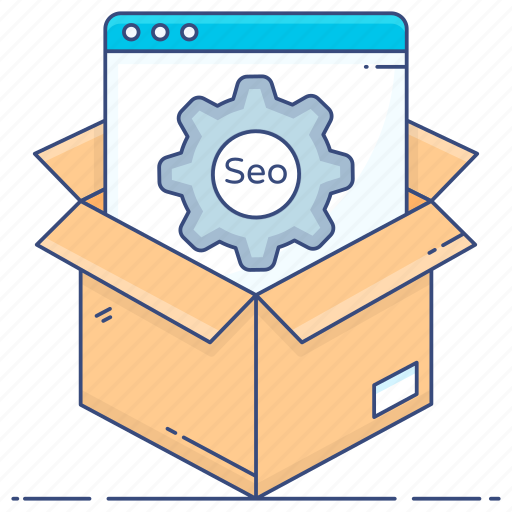 Seo, package, seo package, seo services, search engine optimization, ecommerce package, seo cardboard icon - Download on Iconfinder