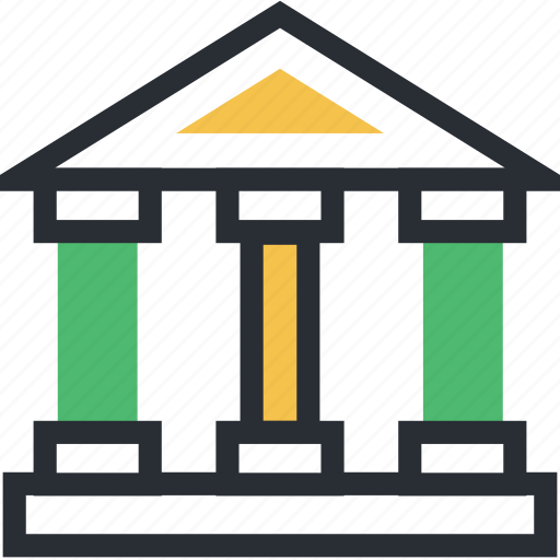 Bank building, building, building columns, building front, real estate icon - Download on Iconfinder