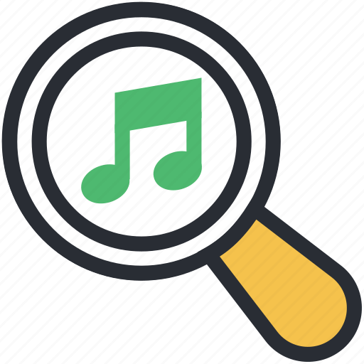 Magnifier, music file, music search, searching, social media icon - Download on Iconfinder