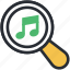 magnifier, music file, music search, searching, social media 